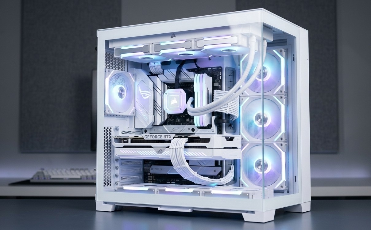 White RGB aesthetic PC build